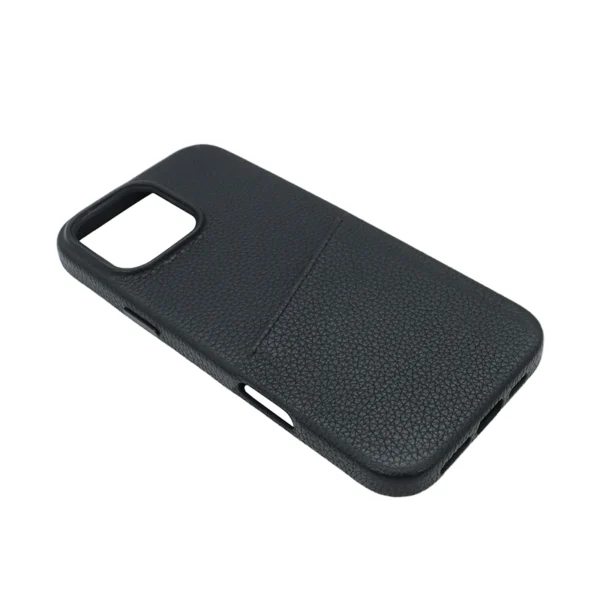 Black Pebbled Cowhide Card Slot MagSafe Case for iPhone 16 Pro Max