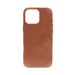 iPhone 16 Pro Max Crazy Horse leather case with reinforced metal frame and rugged texture.