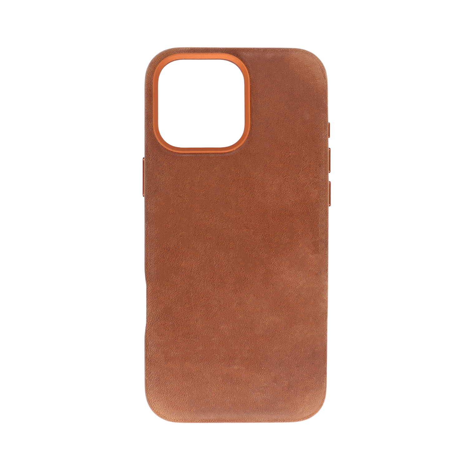 iPhone 16 Pro Max Crazy Horse leather case with reinforced metal frame and rugged texture.