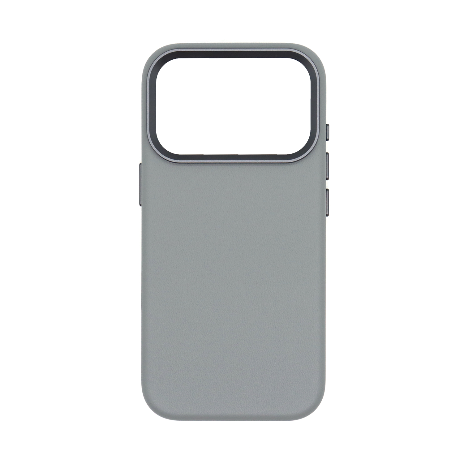 Grey Medical-Grade PU Leather case for iPhone 17 Pro Max with Aluminum Bezel.