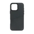 Black lychee patterned cowhide MagSafe card slot phone case for iPhone 16 Pro Max