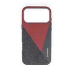 Tri-Texture Spliced case for iPhone 17 Pro Max showing the Flush Thermal Bond between Fabric and Carbon.