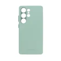 Green Silicone-modified PU Leather case for Samsung S26 with Dark Green Metal Camera Frame.