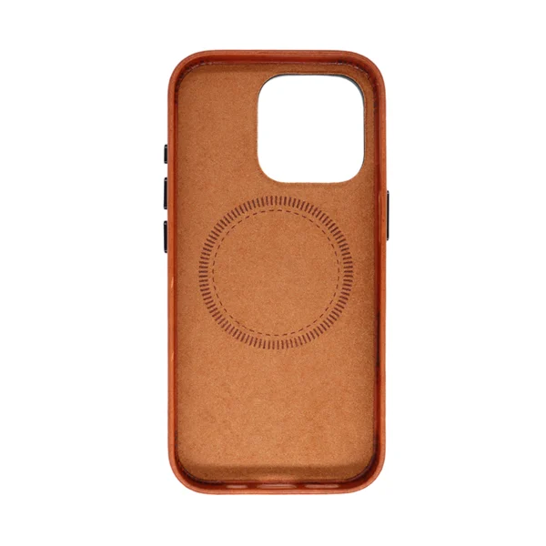 Oil Wax Cow Leather MagSafe Case with Metal Buttons for iPhone 16