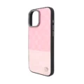 Pink Checkered Spliced Flocked Leather MagSafe Case for iPhone 16 - 图片 3