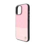 Pink Checkered Spliced Flocked Leather MagSafe Case for iPhone 16 - 图片 3