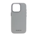 Grey Silicone Leather case for iPhone 16 with Dark Grey Zinc Alloy Camera Ring.