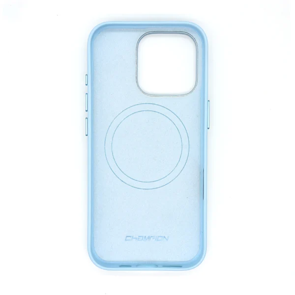 Sky Blue Silicone-Coated PU Leather Stash Stand Case for iPhone 16