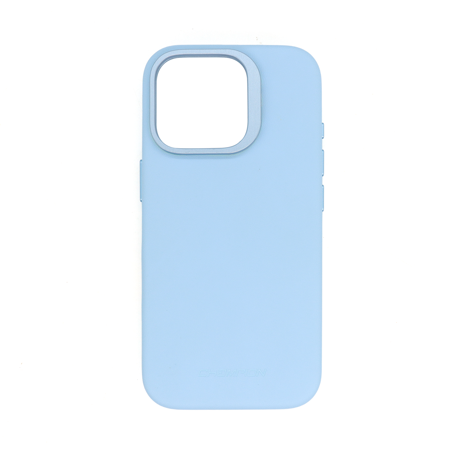 Sky Blue Silicone PU case for iPhone 16 featuring Stash Stand Camera Control.