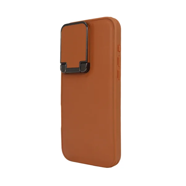 Saddle Brown Leather Kickstand Case for iPhone 16 Pro Max