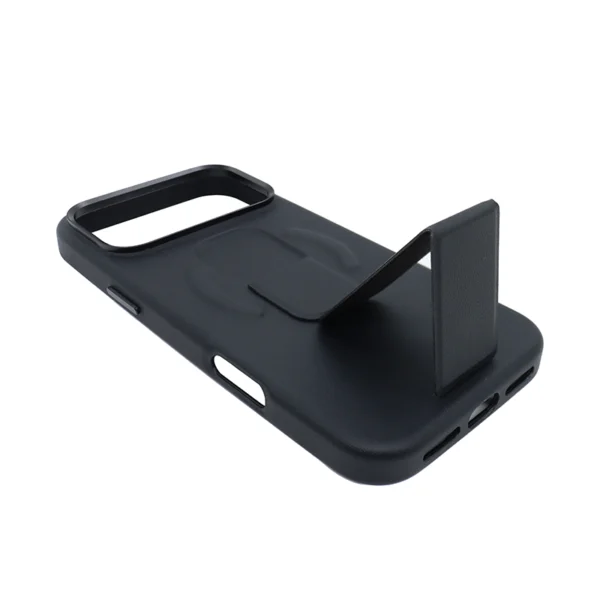 Black Silicone Leather Flush Stand Case for iPhone 17 Pro Max