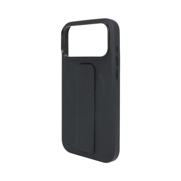 Black Silicone Leather Flush Stand Case for iPhone 17 Pro Max