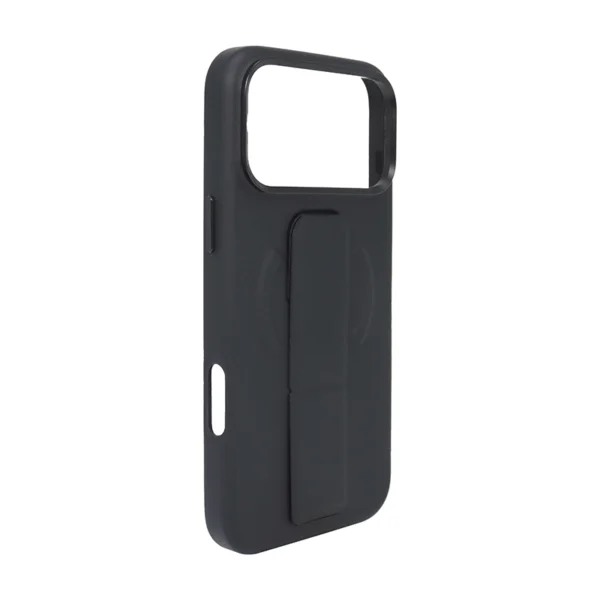 Black Silicone Leather Flush Stand Case for iPhone 17 Pro Max