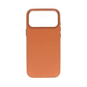 Brown Microfiber PU case for iPhone 17 Pro Max showing Litchi texture.