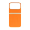 Hermès Orange Suitcase Style case for iPhone 17 Pro Max with Gold Banner Accents.