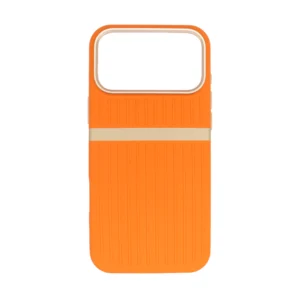 Hermès Orange Suitcase Style case for iPhone 17 Pro Max with Gold Banner Accents.