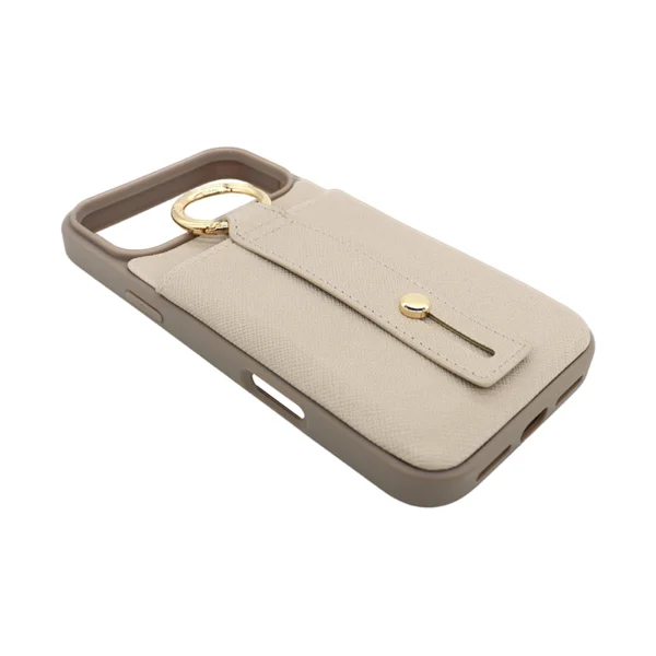 Saffiano Leather Wallet Case for iPhone 17 Pro Max with Hand Grip