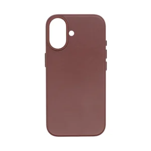 Deep Brown iPhone 16 Case featuring sustainable Cactus Vegan Leather texture.