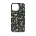 Back view of iPhone 16 Pro Max Black Case featuring gold butterfly and fern patterns.