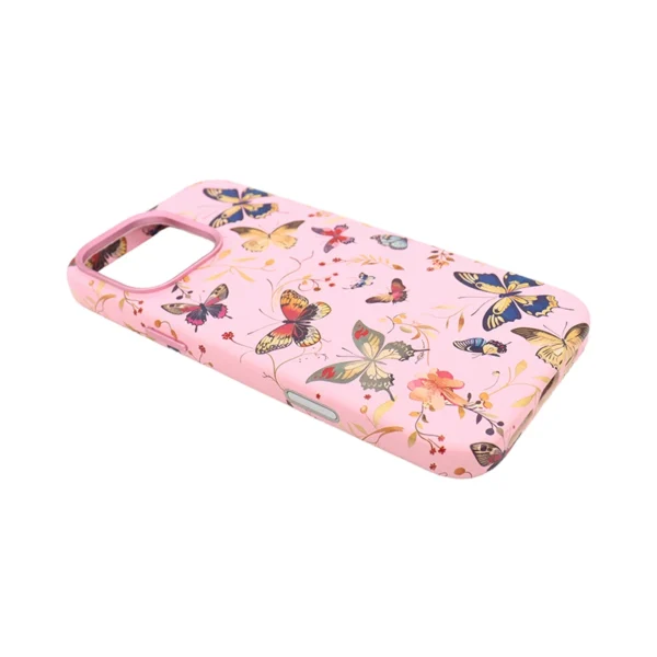 Floral Butterfly Print PU Leather MagSafe Case for iPhone 16 Pro Max