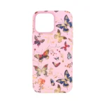 Pink iPhone 16 Pro Max Case featuring vibrant Floral Butterfly UV Print.