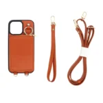Orange Pebble-Grain PU Case with Detachable Magnetic Wallet.