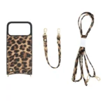 Leopard Print iPhone 17 Pro Case with Crossbody Lanyard and Card Pocket.