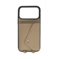 Beige Pebble Pattern Wallet Case for iPhone 17 Pro Max with Lanyard - 图片 2