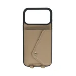 Beige Pebble Pattern Wallet Case for iPhone 17 Pro Max with Lanyard - 图片 2