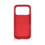 Red Pebble-Grain Magnetic Wallet Case for iPhone 17 Pro with Lanyard - 图片 3