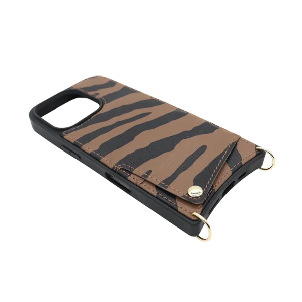 Zebra Crossbody Wallet Case for iPhone 17 Pro with Dual Straps