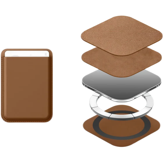 Premium leather MagSafe Wallet layers and internal manufacturing structure.