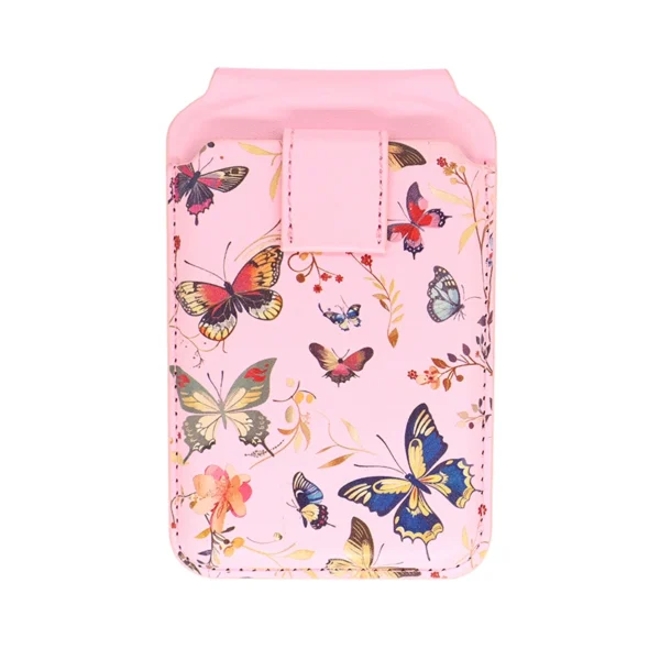 UV Printed PU Leather Magnetic Card Holder with Kickstand