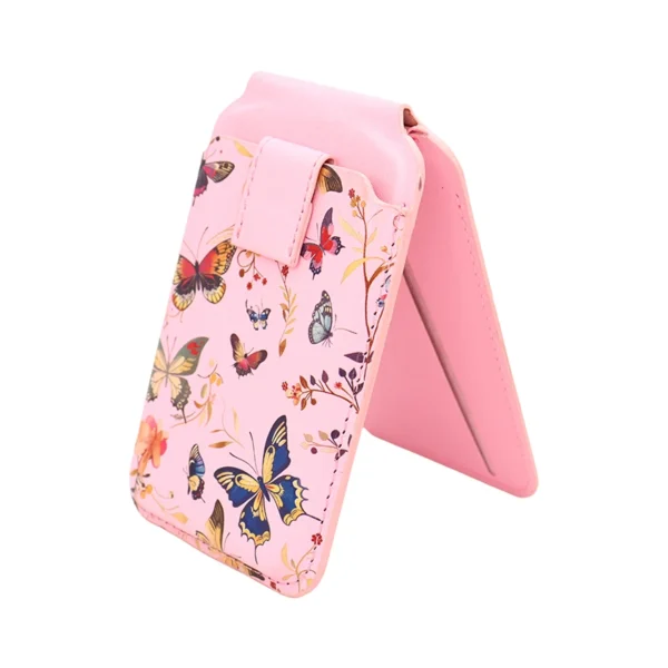 UV Printed PU Leather Magnetic Card Holder with Kickstand