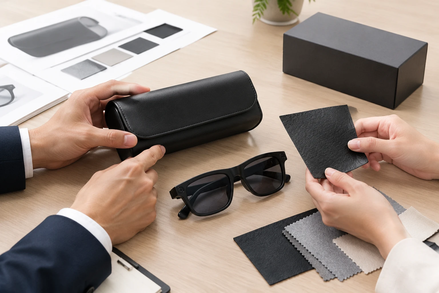 Custom Leather Smart Glasses Cases Manufacturer